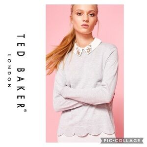 Ted Baker London Gray Sweater with Embellished Collar